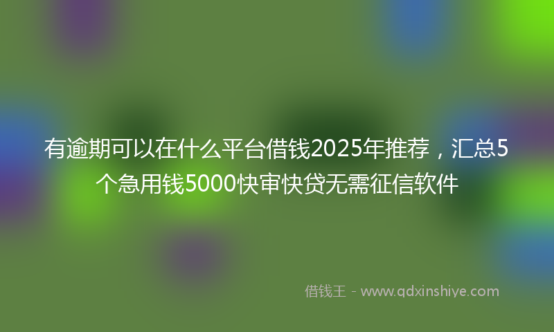 有逾期可以在什么平台借钱2025年推荐，汇总5个急用钱5000快审快贷无需征信软件