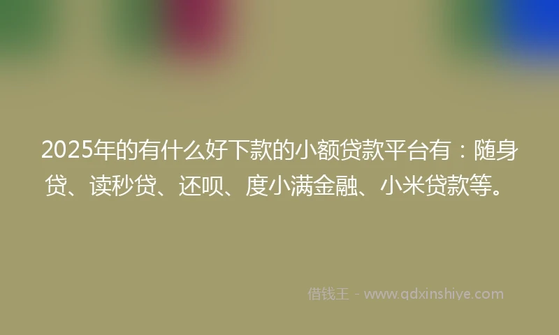 2025年的有什么好下款的小额贷款平台有：随身贷、读秒贷、还呗、度小满金融、小米贷款等。