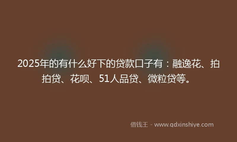 2025年的有什么好下的贷款口子有：融逸花、拍拍贷、花呗、51人品贷、微粒贷等。