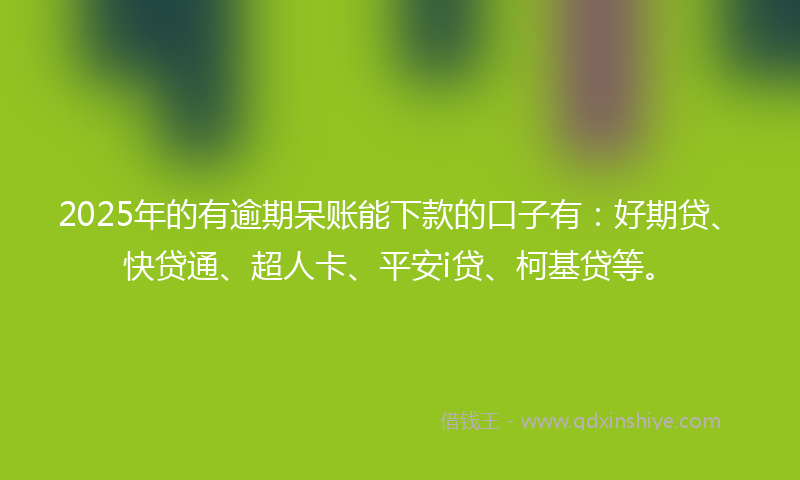 2025年的有逾期呆账能下款的口子有:好期贷、快贷通、超人卡、平安i贷、柯基贷等。