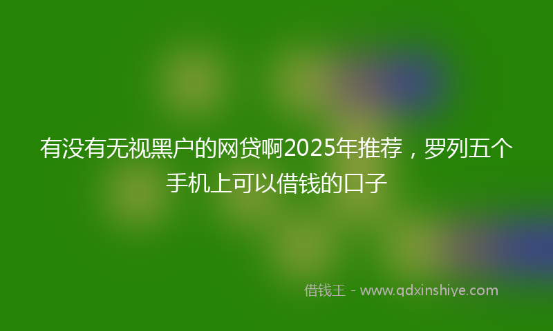 有没有无视黑户的网贷啊2025年推荐，罗列五个手机上可以借钱的口子