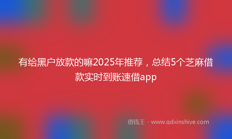 有给黑户放款的嘛2025年推荐，总结5个芝麻借款实时到账速借app