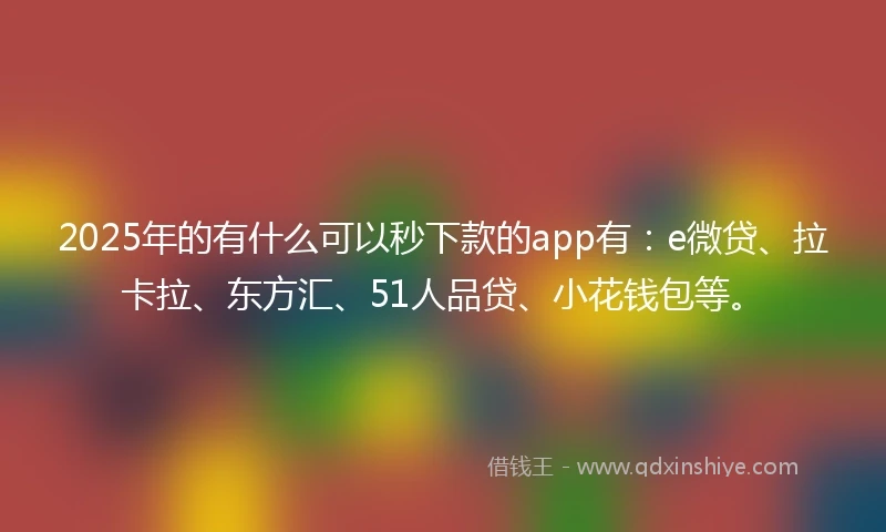 2025年的有什么可以秒下款的app有：e微贷、拉卡拉、东方汇、51人品贷、小花钱包等。