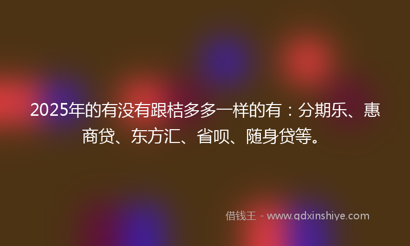 2025年的有没有跟桔多多一样的有：分期乐、惠商贷、东方汇、省呗、随身贷等。
