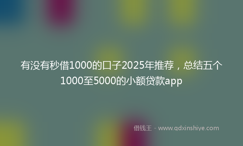 有没有秒借1000的口子2025年推荐，总结五个1000至5000的小额贷款app