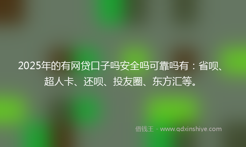2025年的有网贷口子吗安全吗可靠吗有：省呗、超人卡、还呗、投友圈、东方汇等。