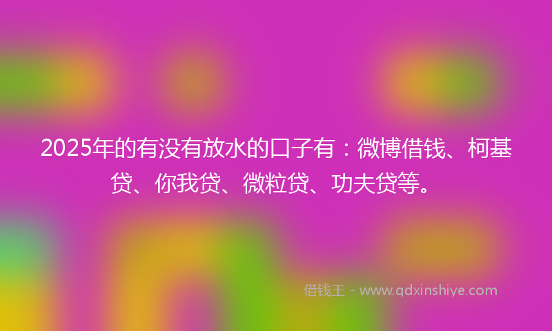 2025年的有没有放水的口子有：微博借钱、柯基贷、你我贷、微粒贷、功夫贷等。