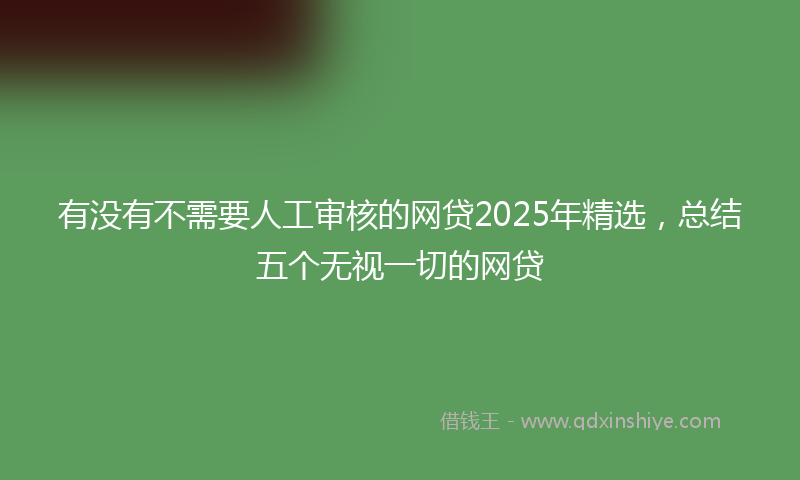 有没有不需要人工审核的网贷2025年精选，总结五个无视一切的网贷