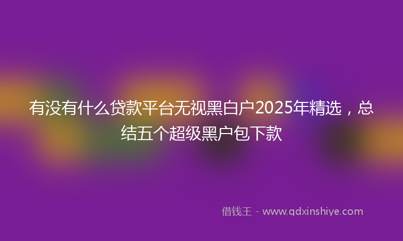 有没有什么贷款平台无视黑白户2025年精选，总结五个超级黑户包下款