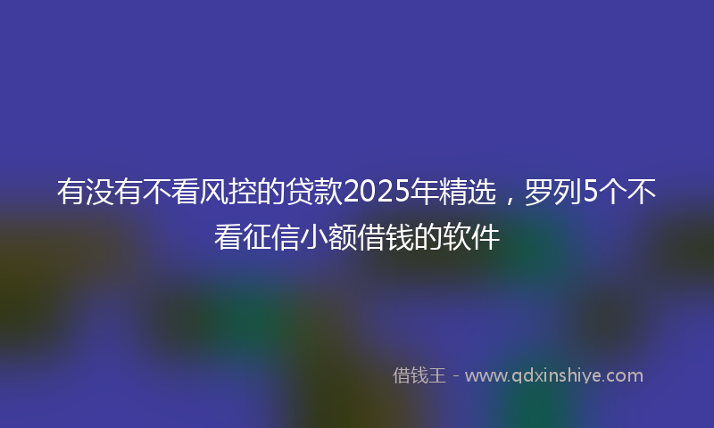 有没有不看风控的贷款2025年精选，罗列5个不看征信小额借钱的软件