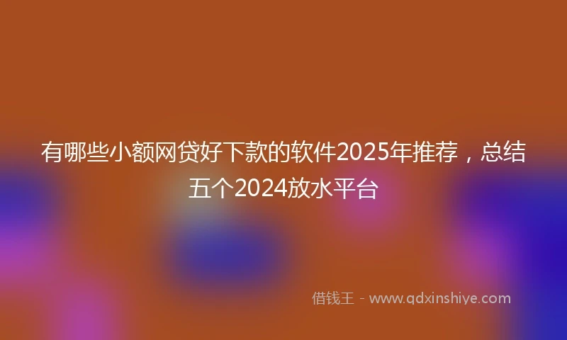 有哪些小额网贷好下款的软件2025年推荐，总结五个2024放水平台