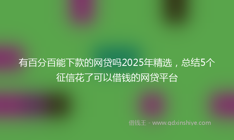 有百分百能下款的网贷吗2025年精选，总结5个征信花了可以借钱的网贷平台