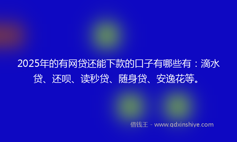 2025年的有网贷还能下款的口子有哪些有：滴水贷、还呗、读秒贷、随身贷、安逸花等。