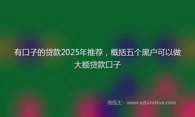 有口子的贷款2025年推荐，概括五个黑户可以做大额贷款口子