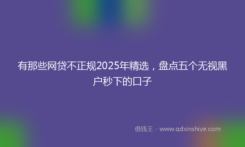 有那些网贷不正规2025年精选，盘点五个无视黑户秒下的口子