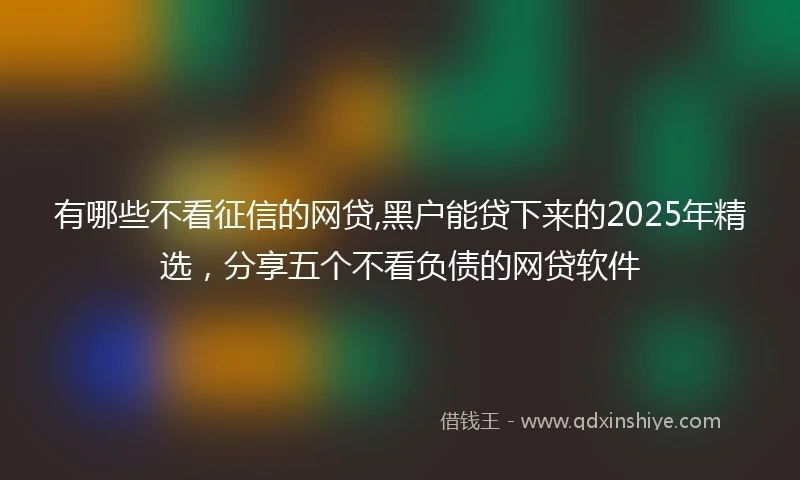 有哪些不看征信的网贷,黑户能贷下来的2025年精选，分享五个不看负债的网贷软件