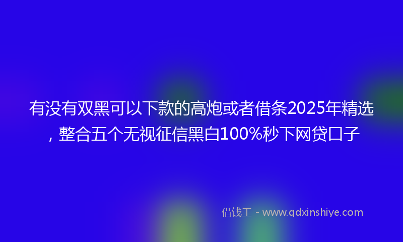 有没有双黑可以下款的高炮或者借条2025年精选，整合五个无视征信黑白100%秒下网贷口子