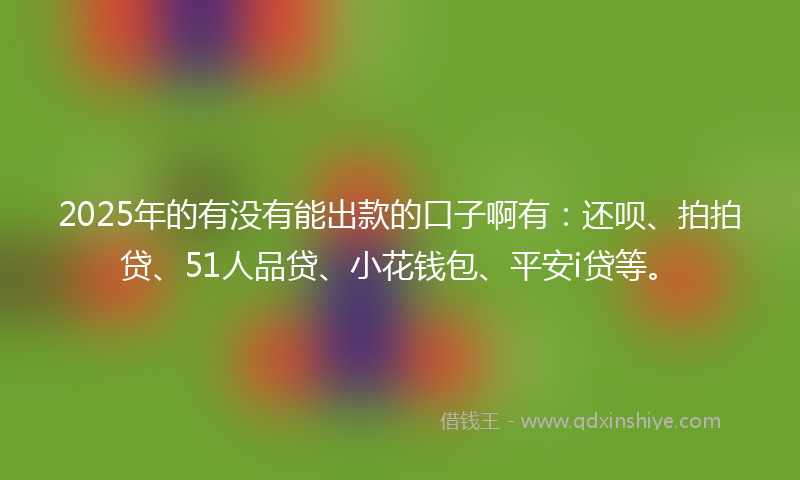 2025年的有没有能出款的口子啊有：还呗、拍拍贷、51人品贷、小花钱包、平安i贷等。