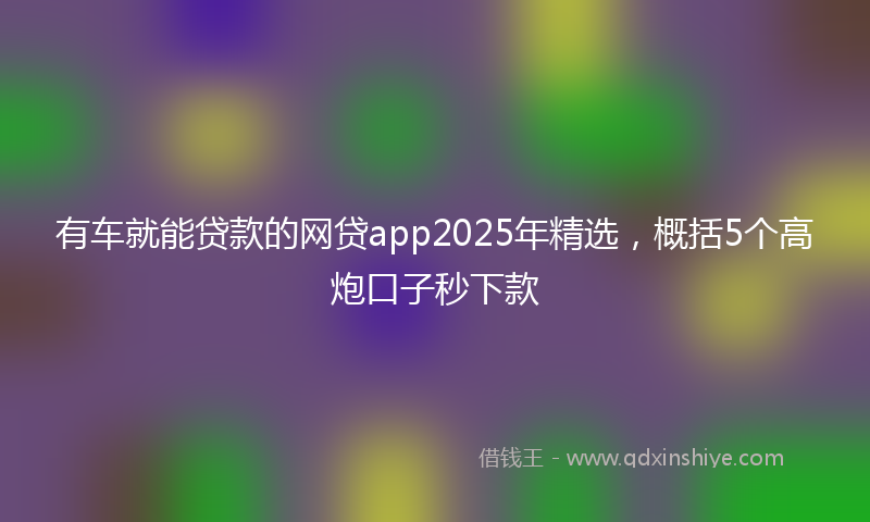 有车就能贷款的网贷app2025年精选，概括5个高炮口子秒下款
