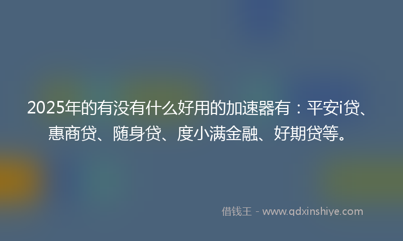 2025年的有没有什么好用的加速器有：平安i贷、惠商贷、随身贷、度小满金融、好期贷等。
