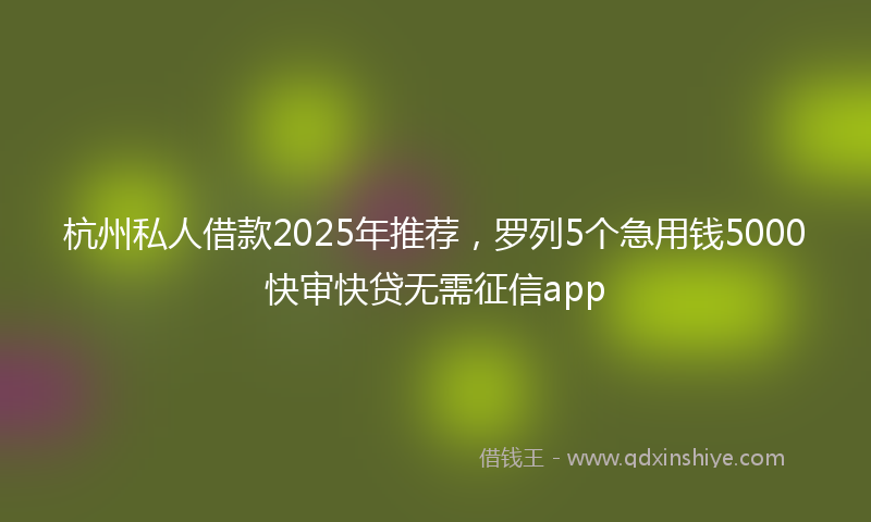 杭州私人借款2025年推荐，罗列5个急用钱5000快审快贷无需征信app