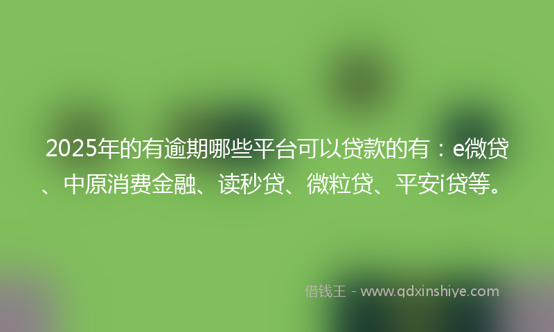 2025年的有逾期哪些平台可以贷款的有：e微贷、中原消费金融、读秒贷、微粒贷、平安i贷等。