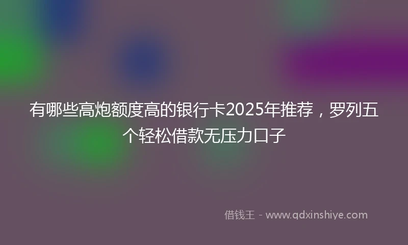 有哪些高炮额度高的银行卡2025年推荐，罗列五个轻松借款无压力口子