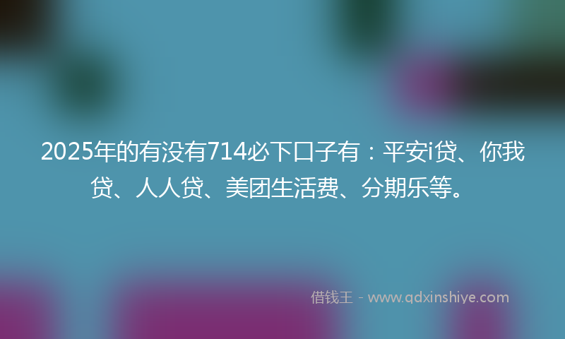 2025年的有没有714必下口子有：平安i贷、你我贷、人人贷、美团生活费、分期乐等。