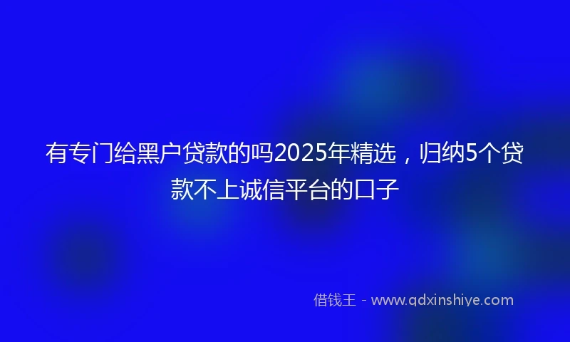 有专门给黑户贷款的吗2025年精选，归纳5个贷款不上诚信平台的口子