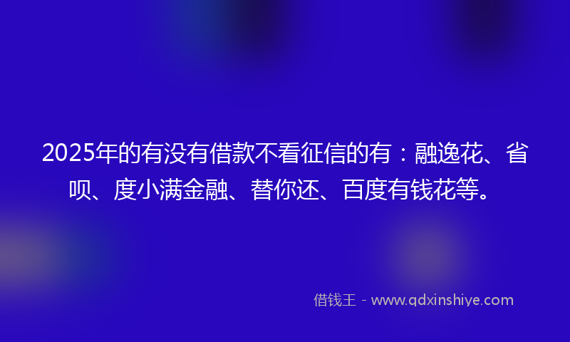 2025年的有没有借款不看征信的有：融逸花、省呗、度小满金融、替你还、百度有钱花等。