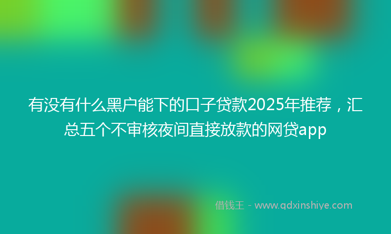 有没有什么黑户能下的口子贷款2025年推荐，汇总五个不审核夜间直接放款的网贷app
