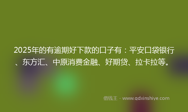 2025年的有逾期好下款的口子有：平安口袋银行、东方汇、中原消费金融、好期贷、拉卡拉等。