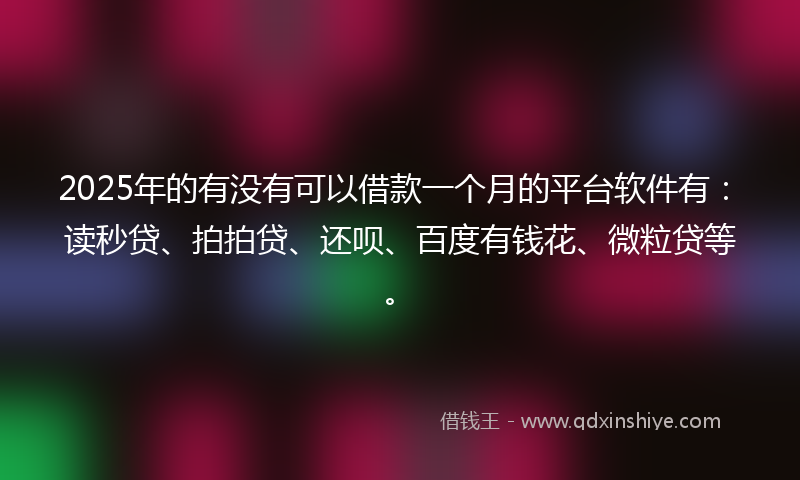 2025年的有没有可以借款一个月的平台软件有：读秒贷、拍拍贷、还呗、百度有钱花、微粒贷等。