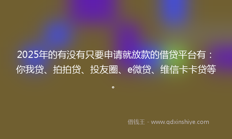 2025年的有没有只要申请就放款的借贷平台有：你我贷、拍拍贷、投友圈、e微贷、维信卡卡贷等。