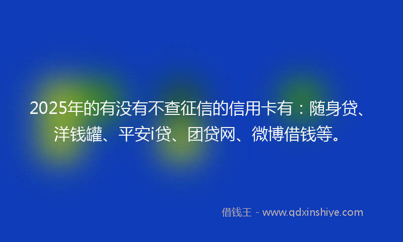 2025年的有没有不查征信的信用卡有：随身贷、洋钱罐、平安i贷、团贷网、微博借钱等。