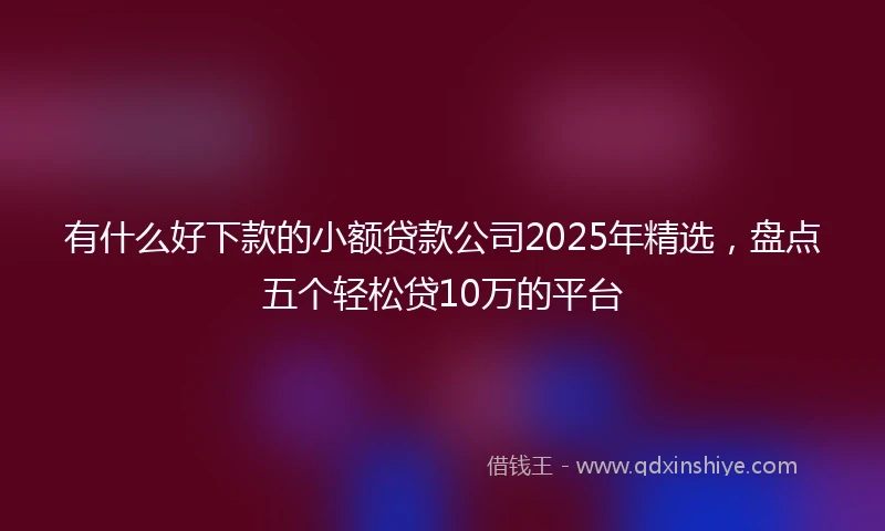 有什么好下款的小额贷款公司2025年精选，盘点五个轻松贷10万的平台