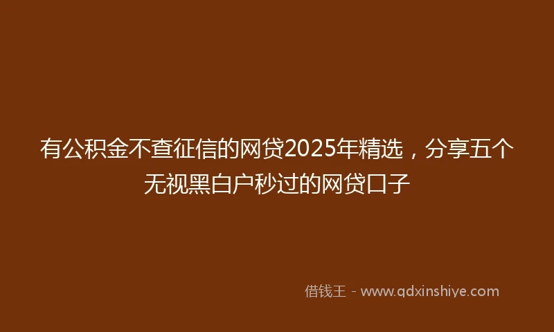 有公积金不查征信的网贷2025年精选，分享五个无视黑白户秒过的网贷口子