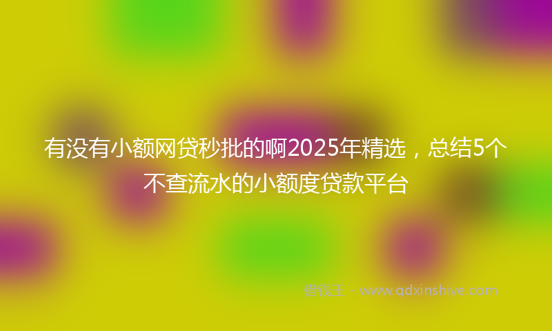 有没有小额网贷秒批的啊2025年精选，总结5个不查流水的小额度贷款平台