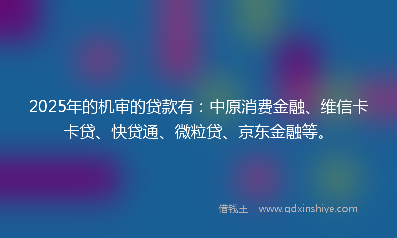 2025年的机审的贷款有：中原消费金融、维信卡卡贷、快贷通、微粒贷、京东金融等。