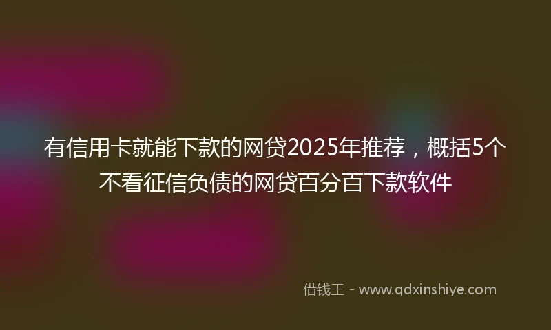 有信用卡就能下款的网贷2025年推荐，概括5个不看征信负债的网贷百分百下款软件