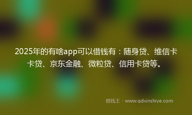 2025年的有啥app可以借钱有：随身贷、维信卡卡贷、京东金融、微粒贷、信用卡贷等。