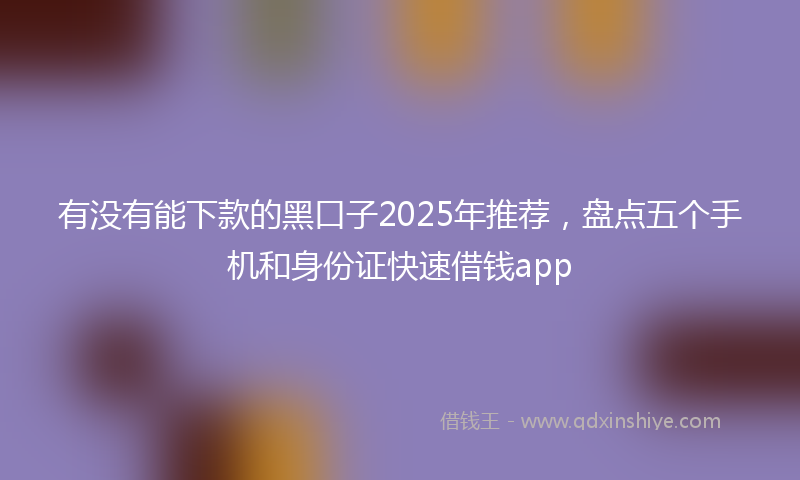有没有能下款的黑口子2025年推荐，盘点五个手机和身份证快速借钱app