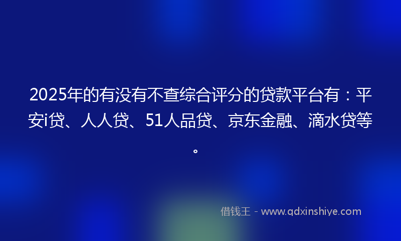 2025年的有没有不查综合评分的贷款平台有：平安i贷、人人贷、51人品贷、京东金融、滴水贷等。