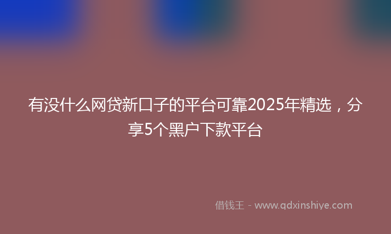 有没什么网贷新口子的平台可靠2025年精选，分享5个黑户下款平台