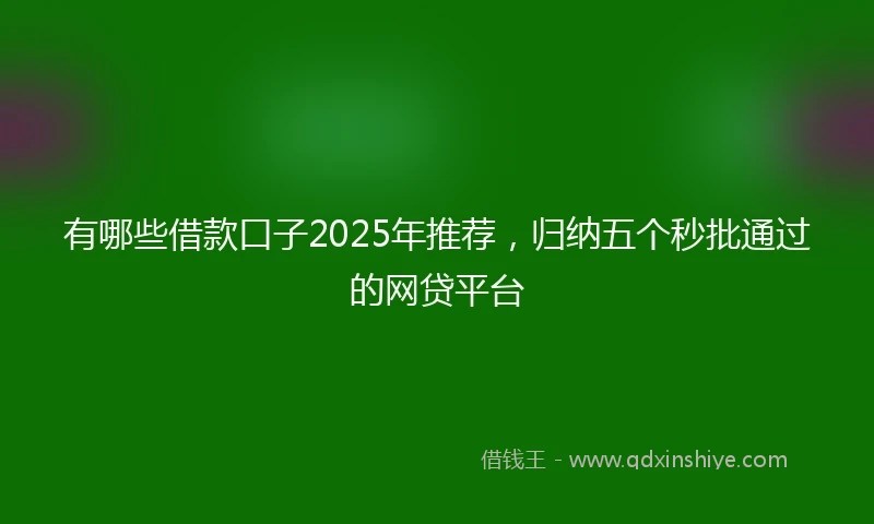 有哪些借款口子2025年推荐，归纳五个秒批通过的网贷平台