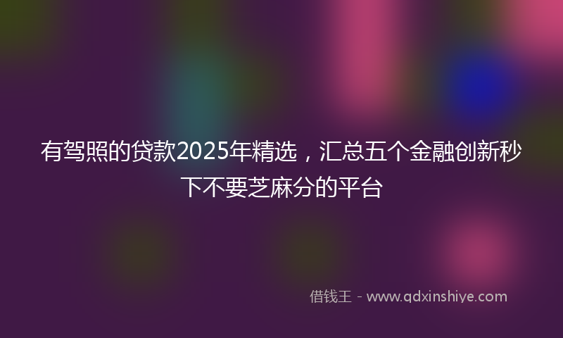 有驾照的贷款2025年精选，汇总五个金融创新秒下不要芝麻分的平台