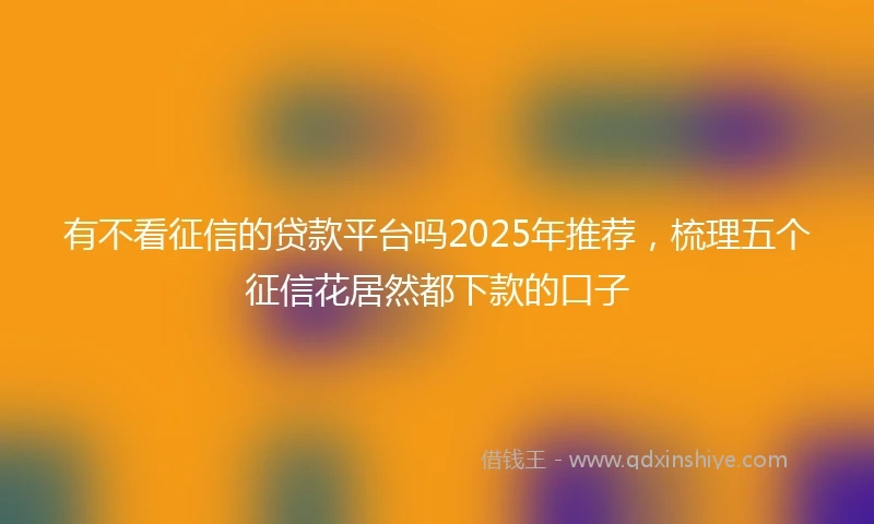 有不看征信的贷款平台吗2025年推荐，梳理五个征信花居然都下款的口子