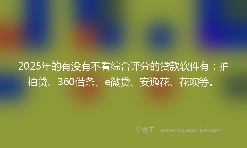 2025年的有没有不看综合评分的贷款软件有：拍拍贷、360借条、e微贷、安逸花、花呗等。