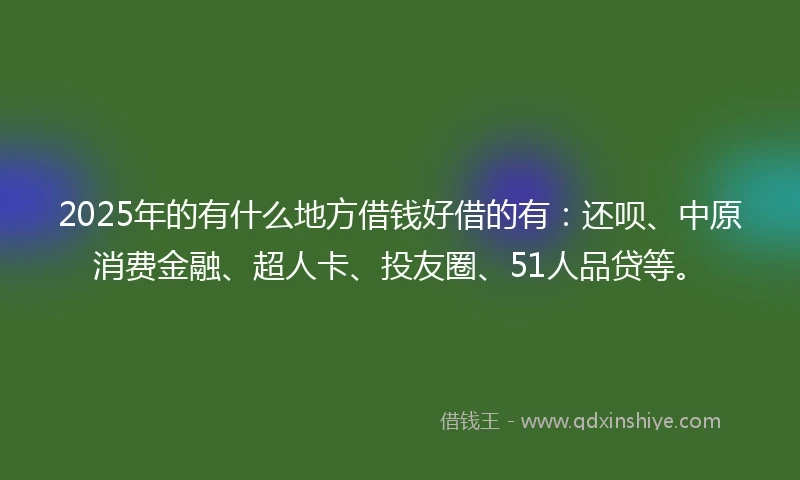 2025年的有什么地方借钱好借的有：还呗、中原消费金融、超人卡、投友圈、51人品贷等。