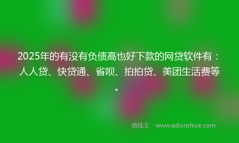 2025年的有没有负债高也好下款的网贷软件有：人人贷、快贷通、省呗、拍拍贷、美团生活费等。